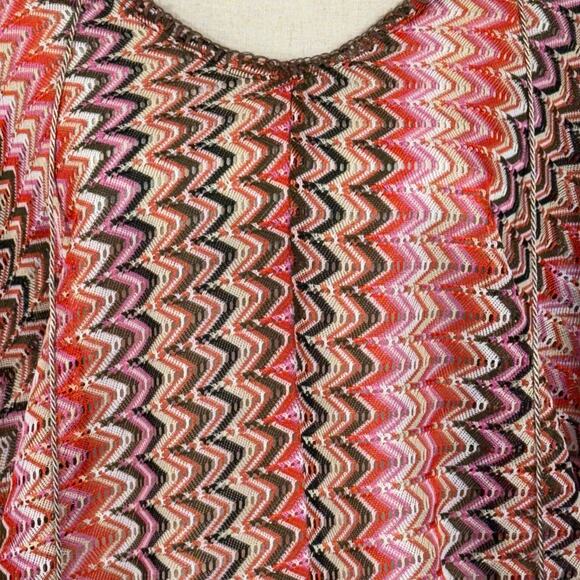 Sanctuary X-Small Poncho Top Oversized Dolman 3/4 Sleeve Semi-Sheer Tasseled - Picture 8 of 12